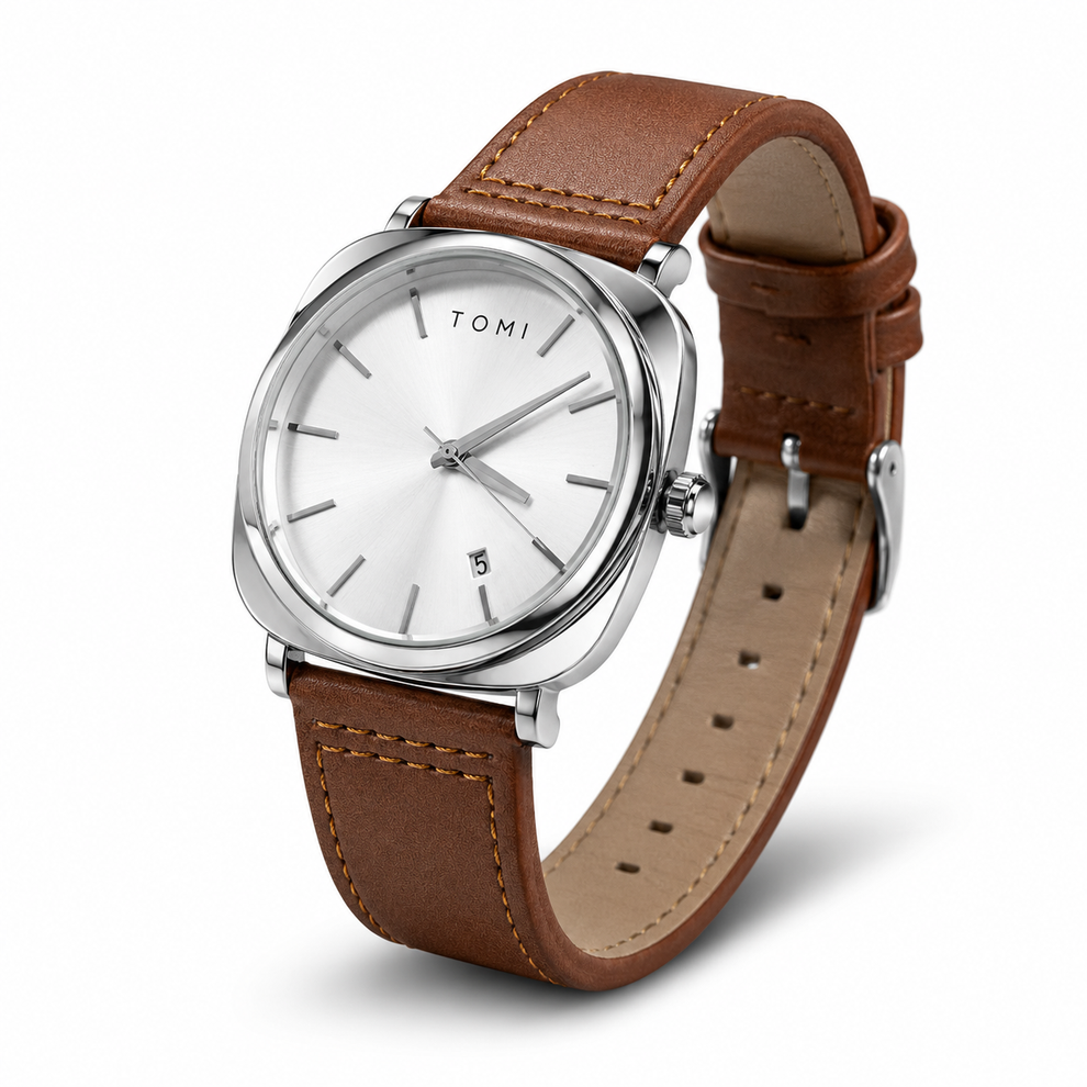 TOMI T-084 watch in Brown Silver