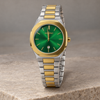 HOURSLY Green & Gold watch — product view