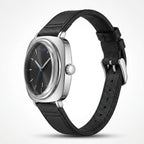 TOMI T-084 Black Silver with black strap — side view